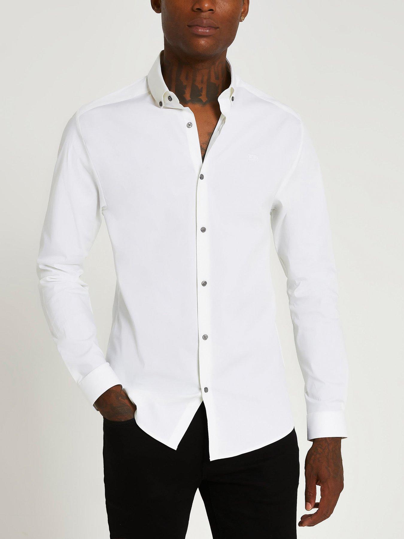 River island white muscle fit sale shirt