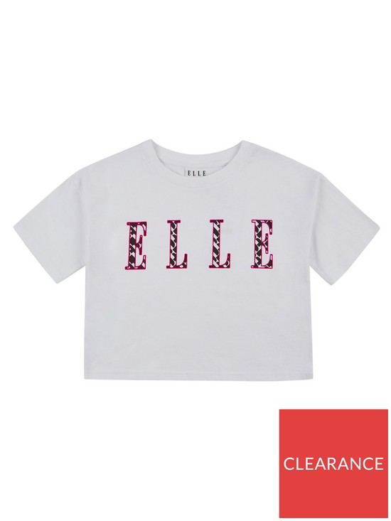 front image of elle-girls-boxy-crop-short-sleeve-t-shirt-white