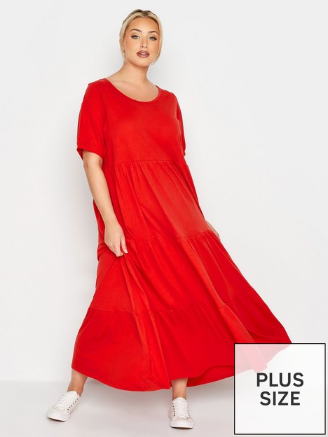 yours-tiered-smock-dress-red