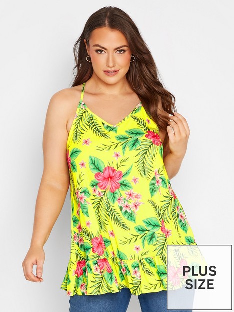 yours-tropical-print-frill-hem-cami-top-bright-yellow