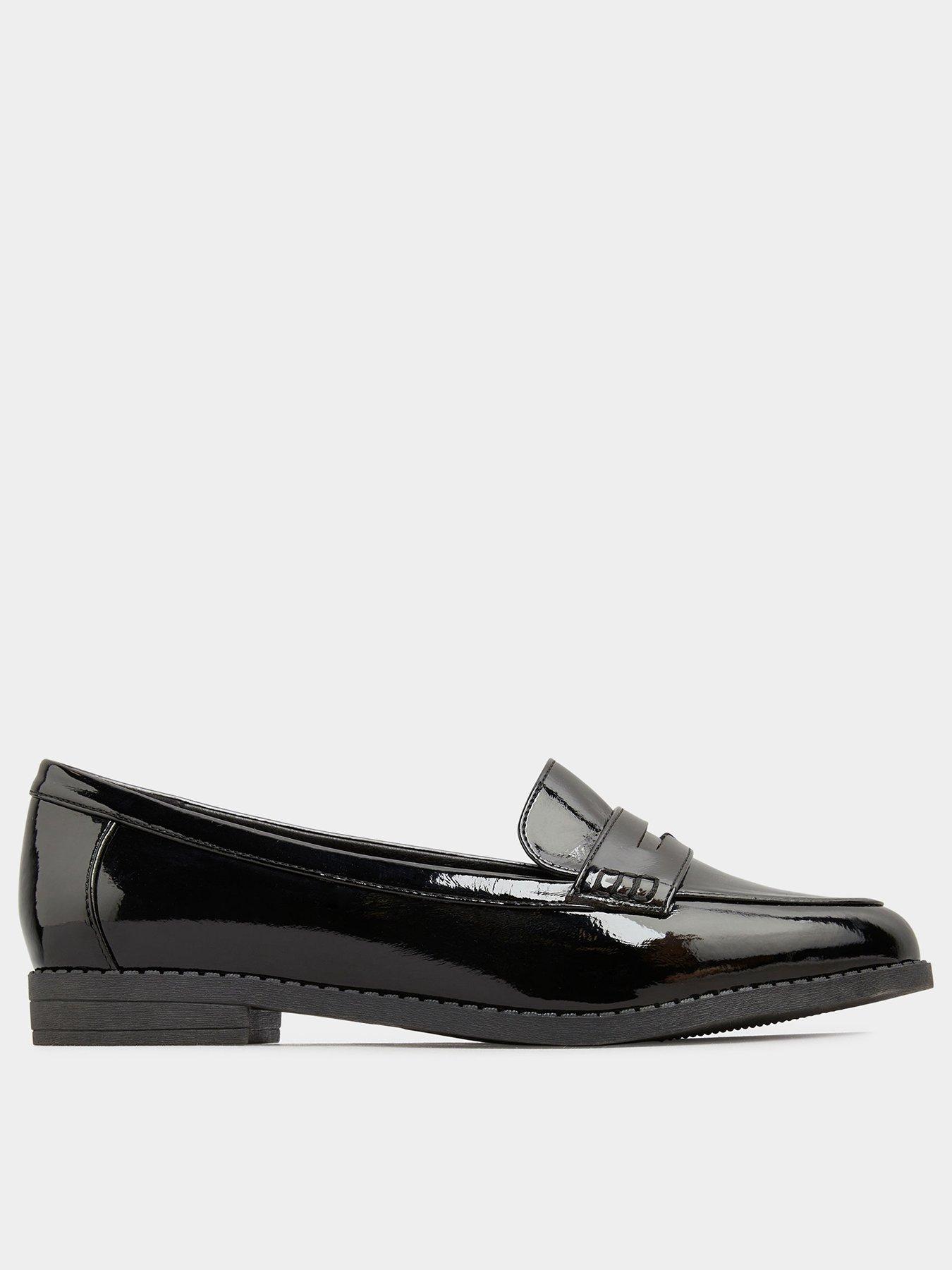 Yours Extra Wide Fit Patent Billie Loafer - Black | very.co.uk