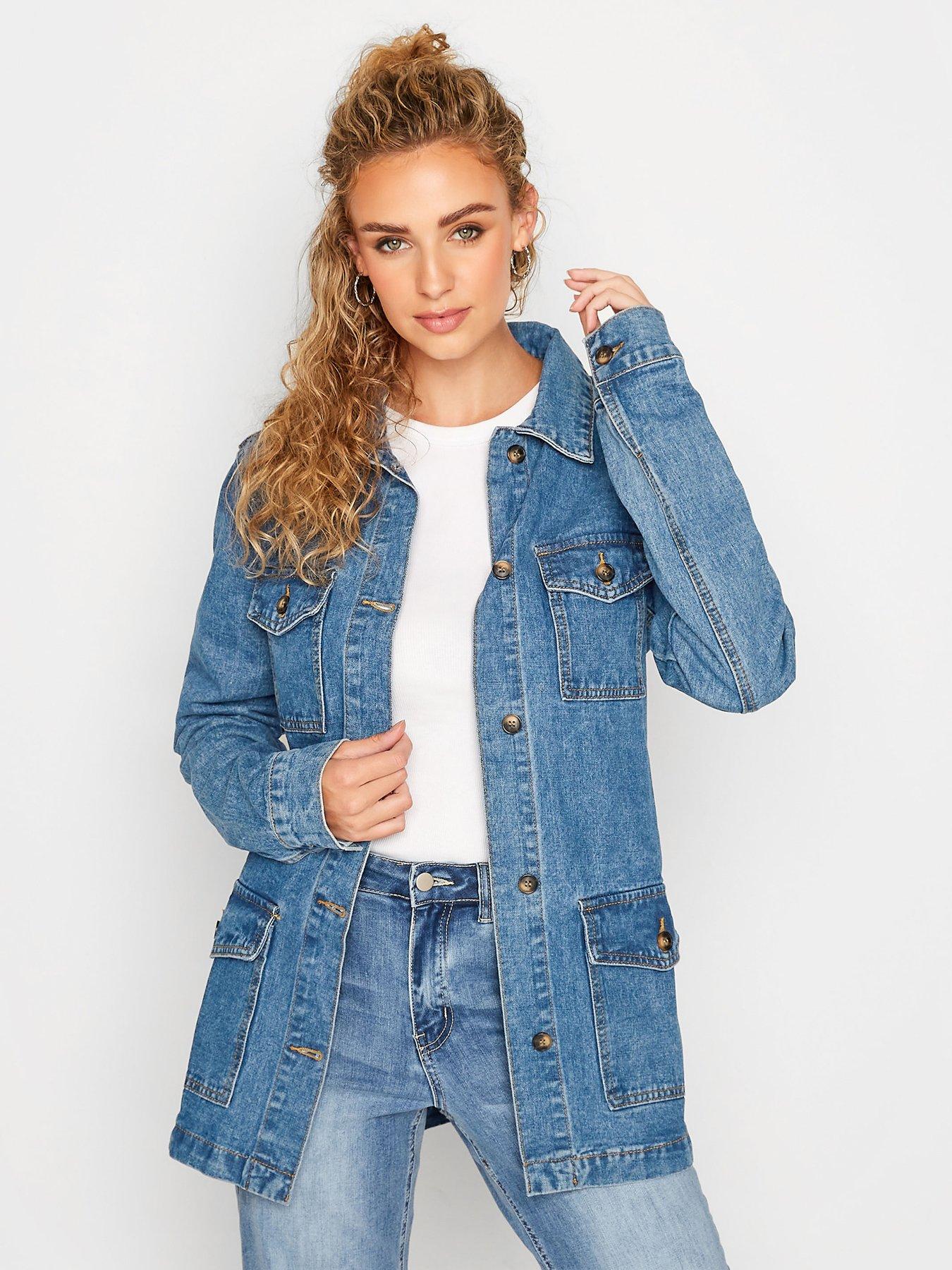 Long belted outlet denim jacket