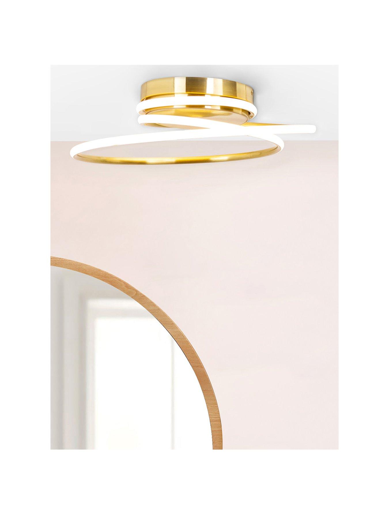 Product photograph of Bhs Pei Rings Led Flush Light Fitting - Satin Brass from very.co.uk