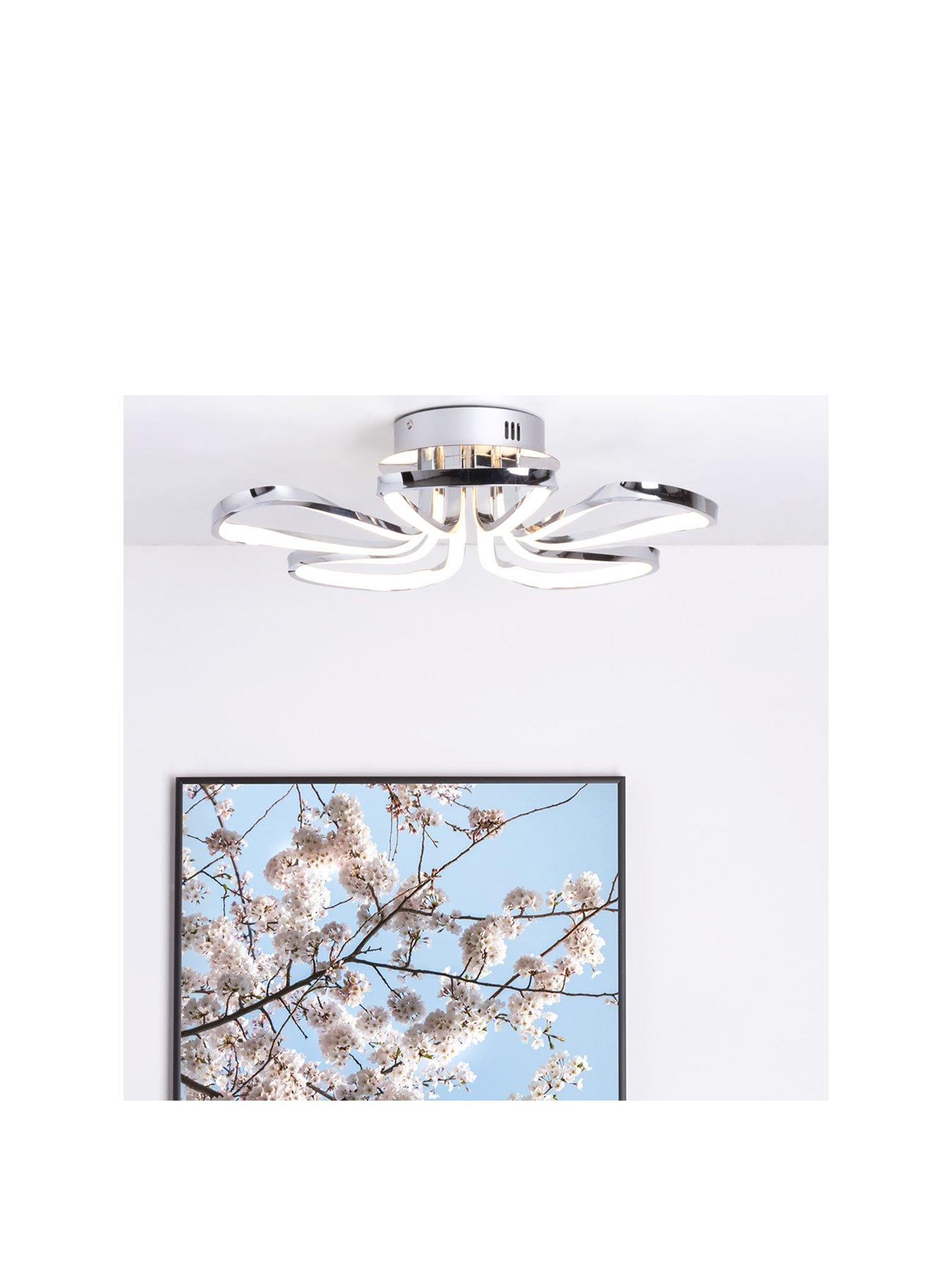 Product photograph of Bhs Alvar 5 Petals Led Flush Light Fitting - Chrome from very.co.uk