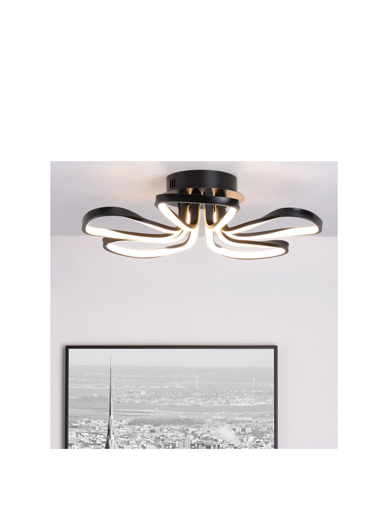 Product photograph of Bhs Alvar 5 Petals Led Flush Light Fitting - Satin Black from very.co.uk