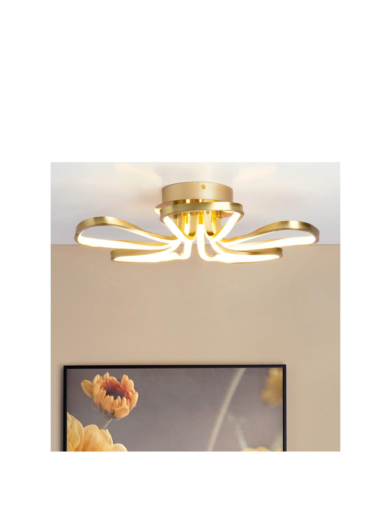 Product photograph of Bhs Alvar 5 Petals Led Flush Light Fitting - Satin Brass from very.co.uk