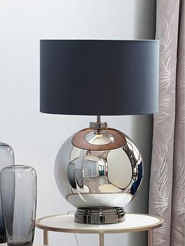 Product photograph of Bhs Metro Large Glass Table Lamp - Black Nickel from very.co.uk
