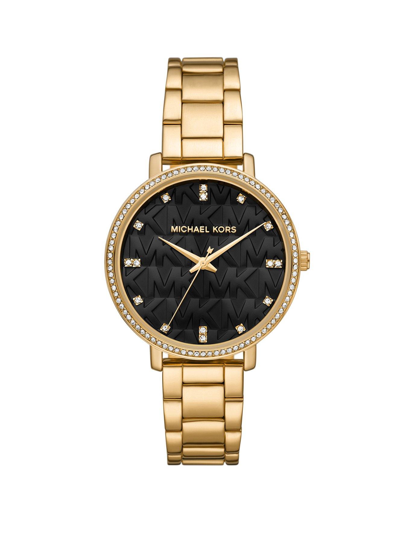 Michael kors women's white and gold watch best sale