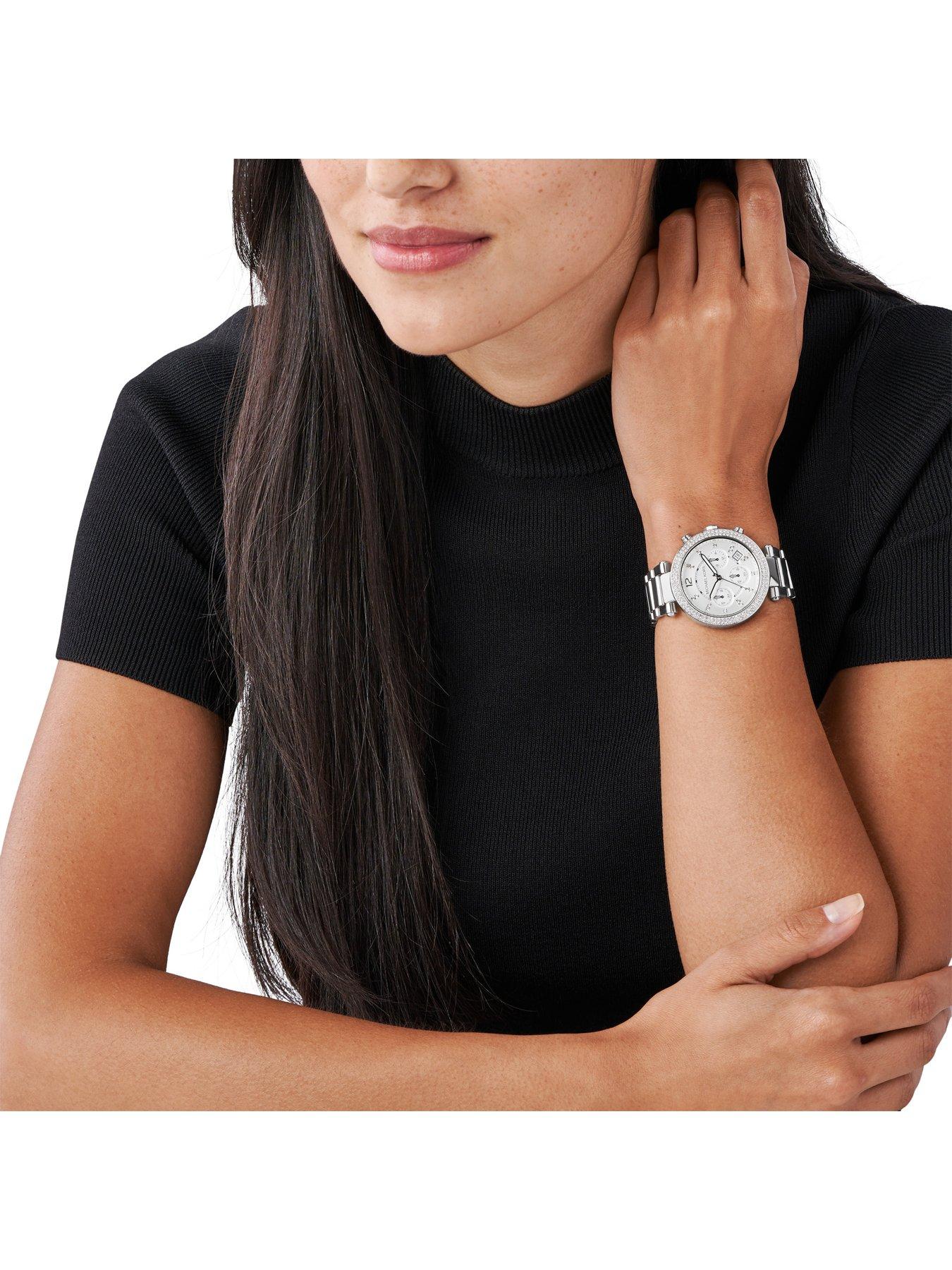 Michael kors deals watches silver ladies