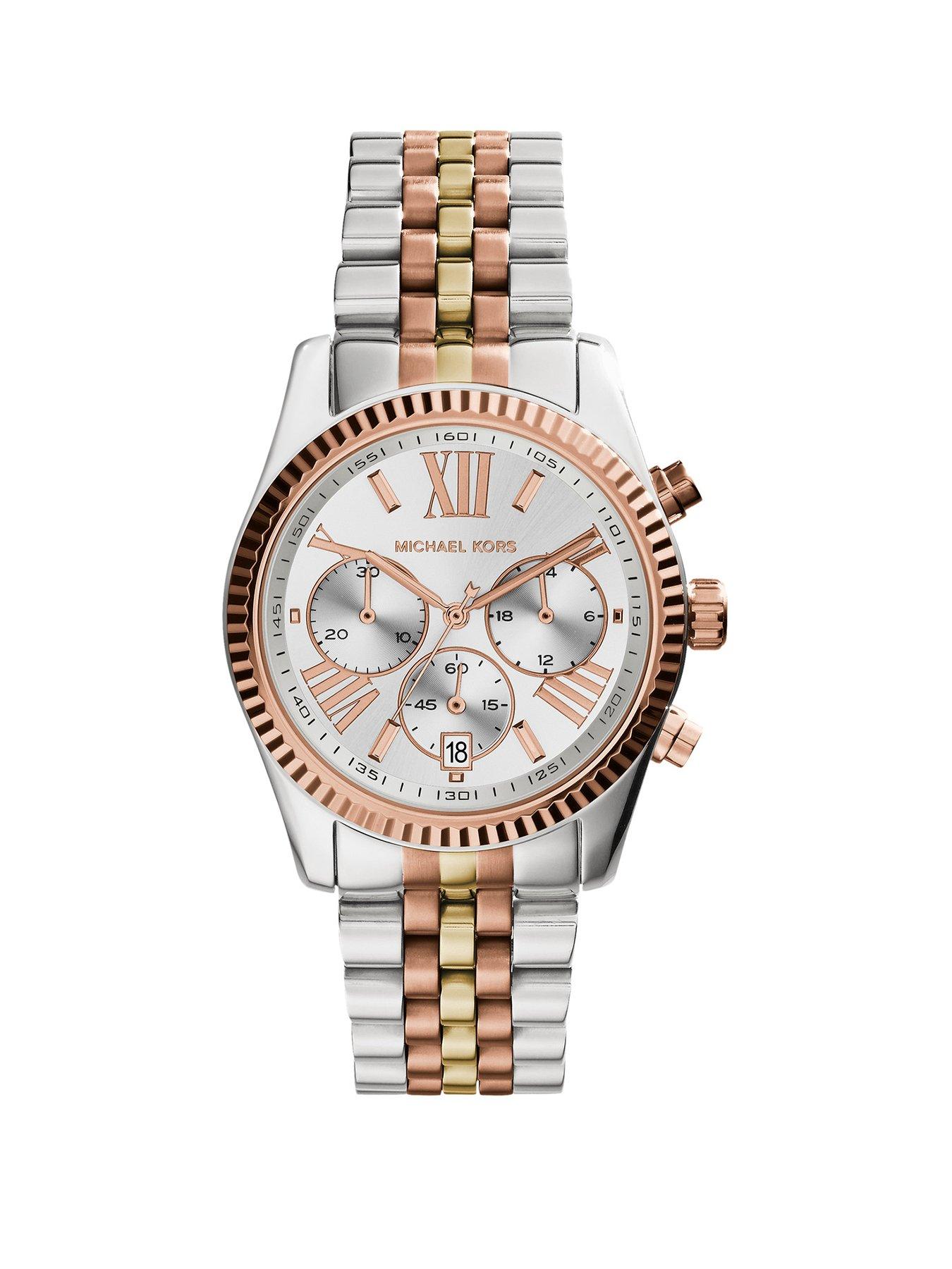 Product photograph of Michael Kors Lexington Ladies Watch Stainless Steel from very.co.uk