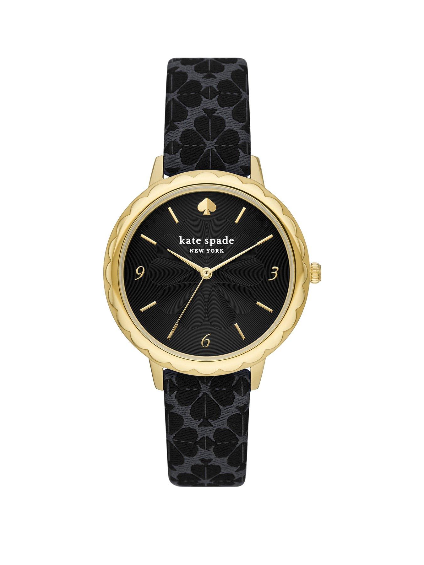 Kate spade black online leather watch