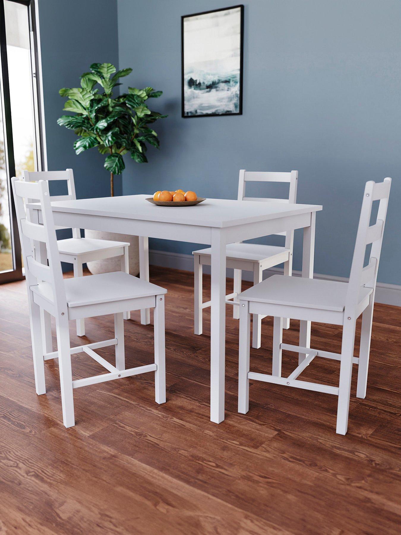 undefined Yorkshire 108 cm Dining Table + 4 Chairs - White