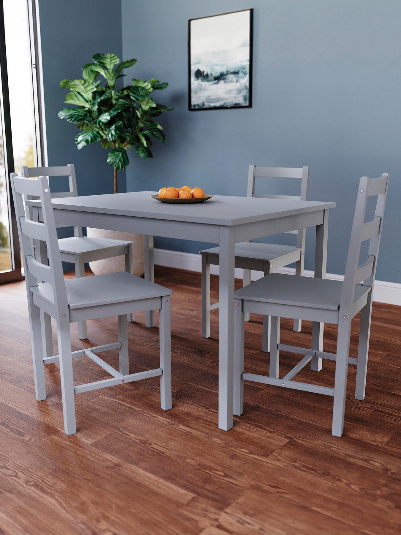 Vida Designs Yorkshire 108 cm Dining Table plus 4 Chairs - Grey