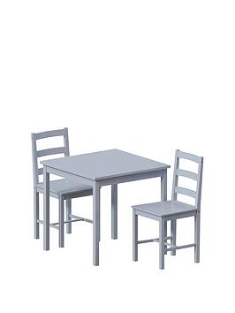 Vida Designs Yorkshire 74 Cm Square Dining Table + 2 Chairs - Grey