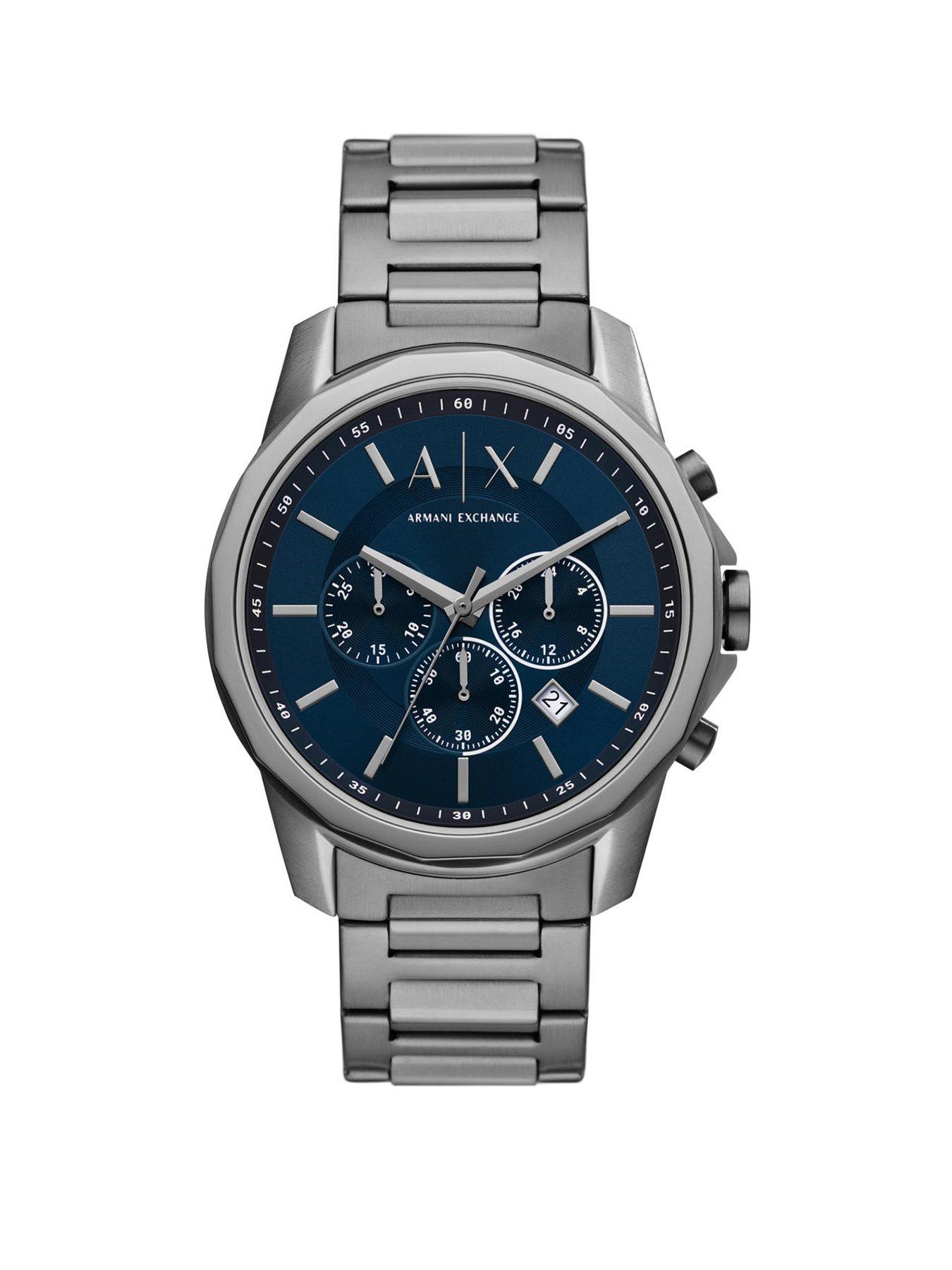Product photograph of Armani Exchange Men S Traditional Watches Stainless Steel from very.co.uk