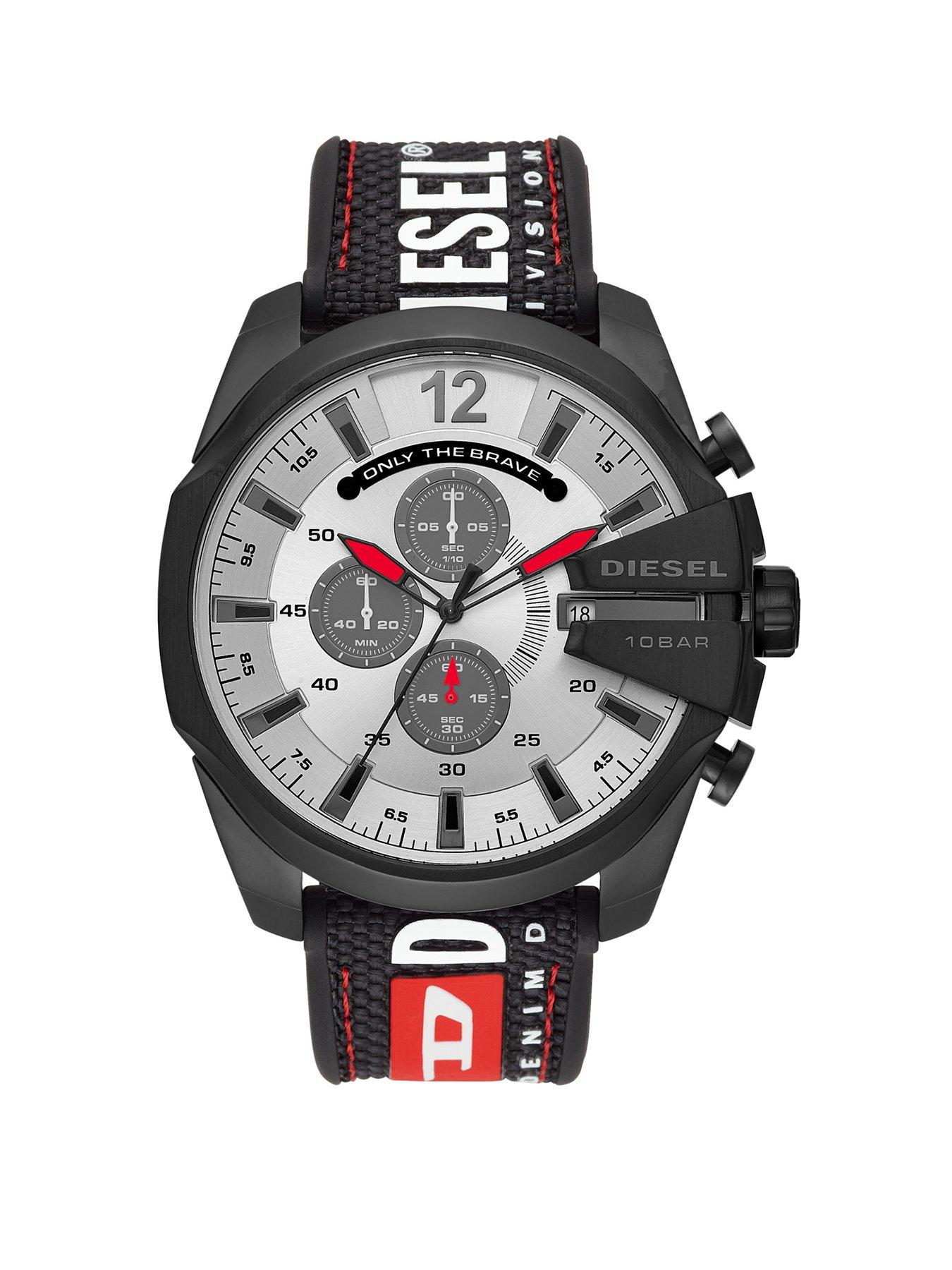 Product photograph of Diesel Mega Chief Mens Watch Nylon Silicone from very.co.uk