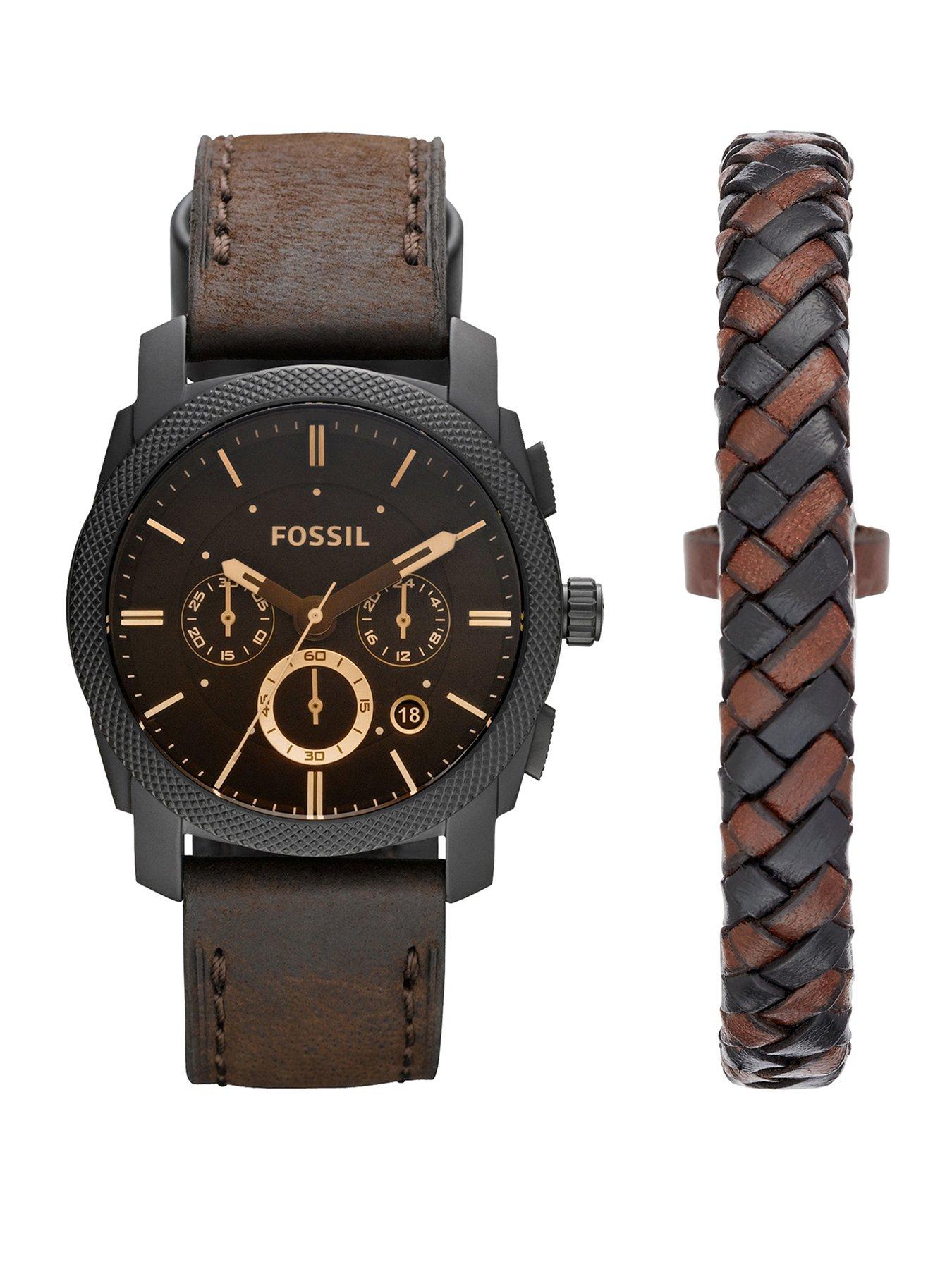 Machine Men's Watch Leather Gift Set With Bracelet