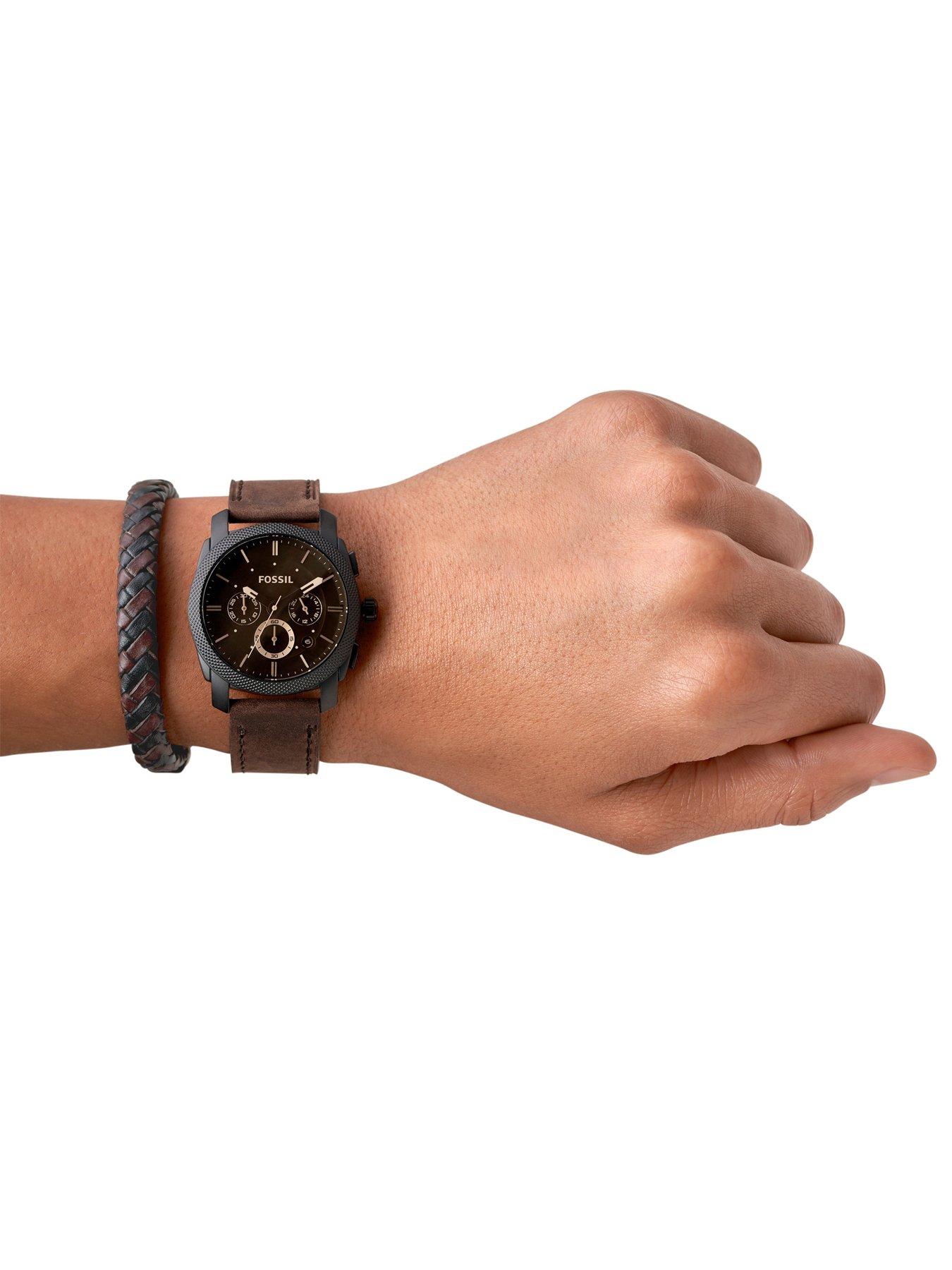 Mens leather bracelet online fossil