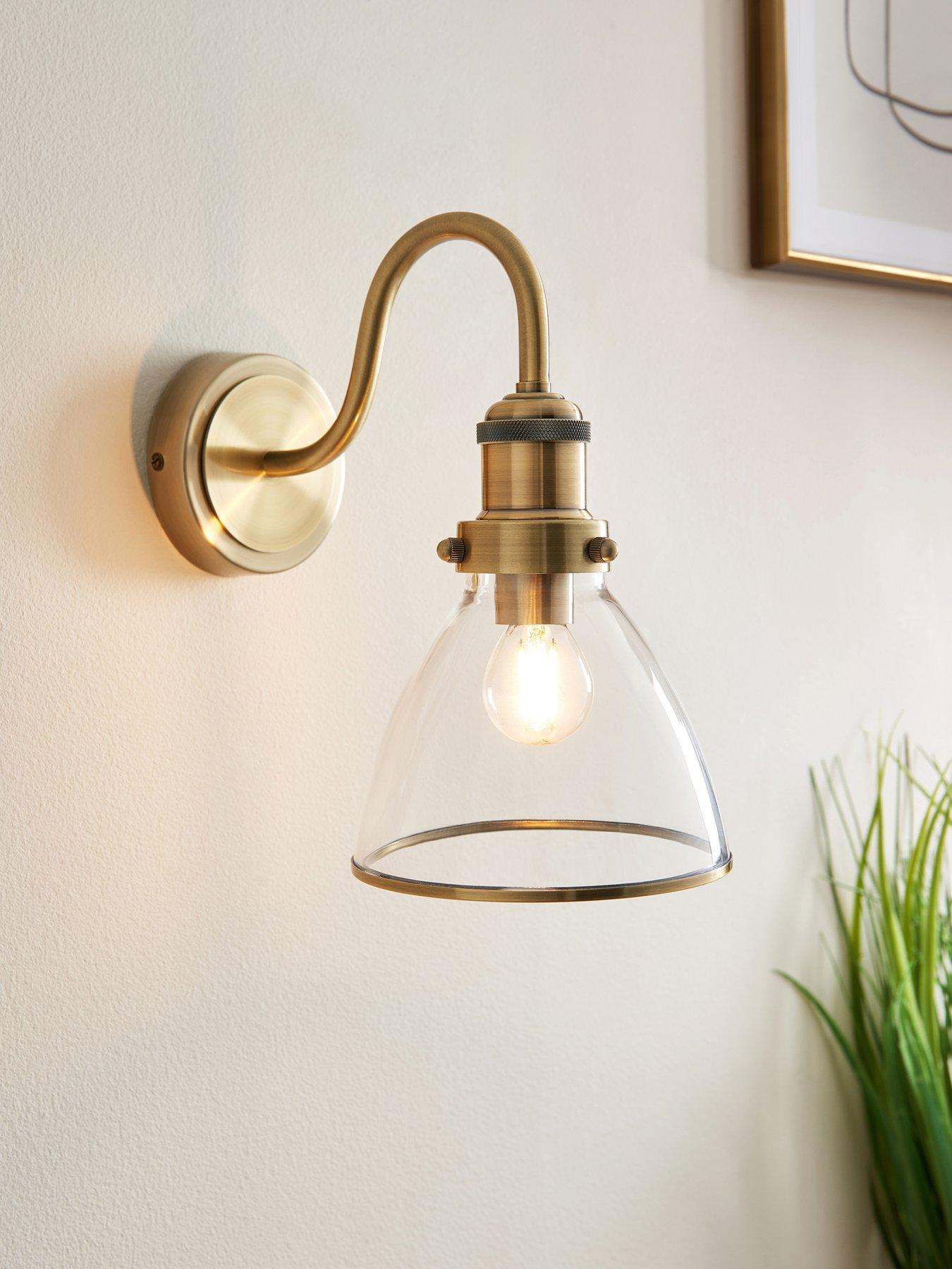 Product photograph of Very Home Jamey Wall Light - Brass from very.co.uk