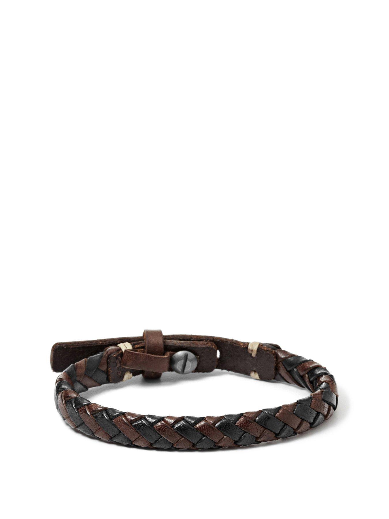 Product photograph of Fossil Vintage Casual Men S Genuine Leather Bracelet from very.co.uk