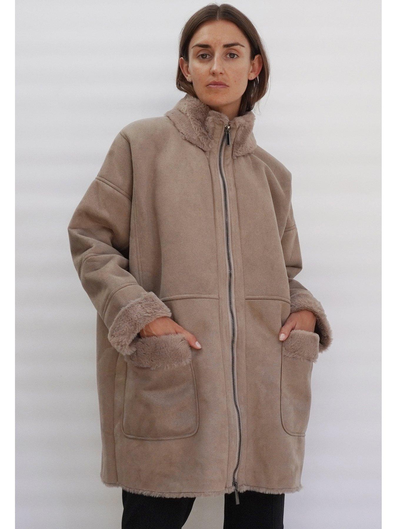 Faux sheepskin clearance coat