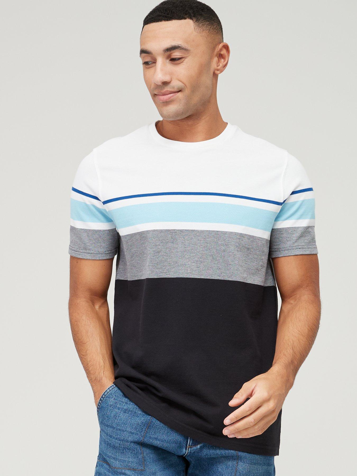 Very Man Pique Yarn Dyed Tshirt White/blue very.co.uk