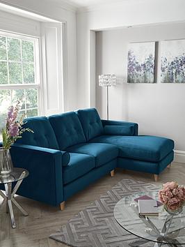 Heaton Fabric Right Hand Corner Chaise Sofa - Navy