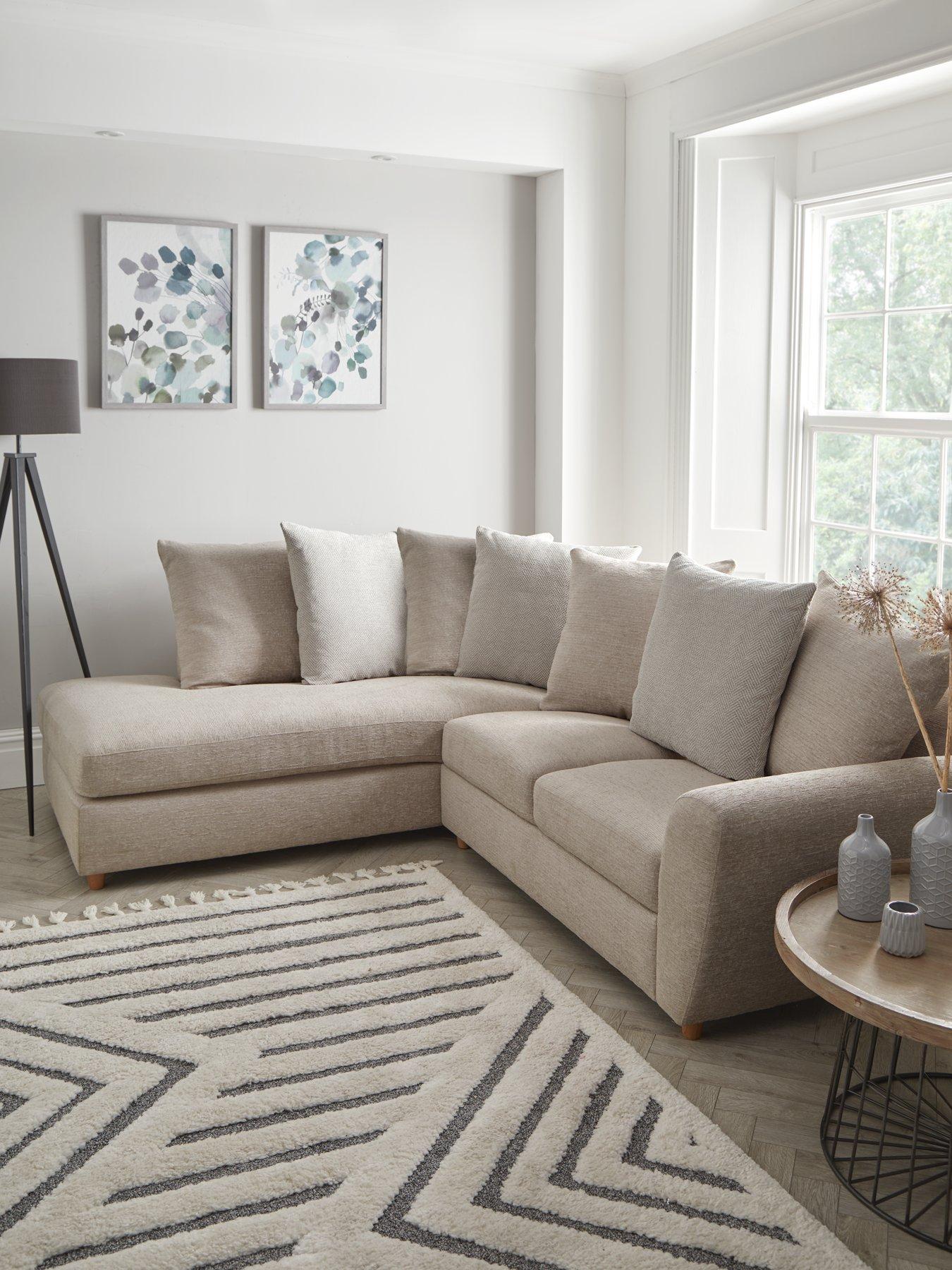 Product photograph of Very Home Odeon Scatterback Left Hand Corner Group Scatterback Sofa - Natural Herringbone from very.co.uk