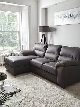 Product photograph of Very Home Danielle Faux Leather Left Hand Chaise Sofa - Black from very.co.uk
