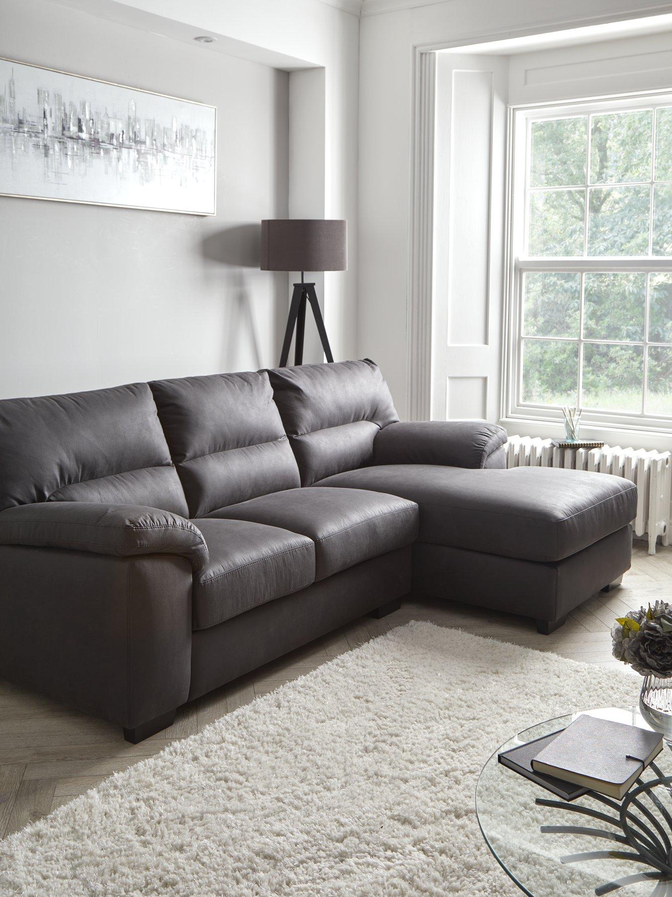 Grey faux deals leather corner sofa