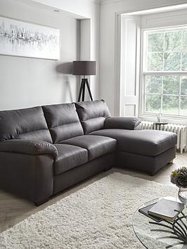 Product photograph of Very Home Danielle Faux Leather Right Hand Chaise Sofa - Black from very.co.uk