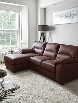 Product photograph of Very Home Danielle Faux Leather Left Hand Chaise Sofa - Chocolate from very.co.uk