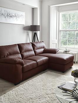 Product photograph of Very Home Danielle Faux Leather Right Hand Chaise Sofa - Chocolate from very.co.uk