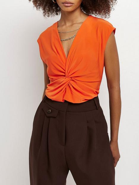 river-island-knot-front-necklace-top-orange