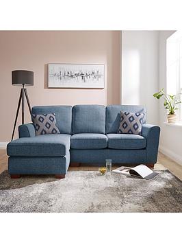 Product photograph of Very Home Hopton Left Hand Chaise Sofa - Navy from very.co.uk