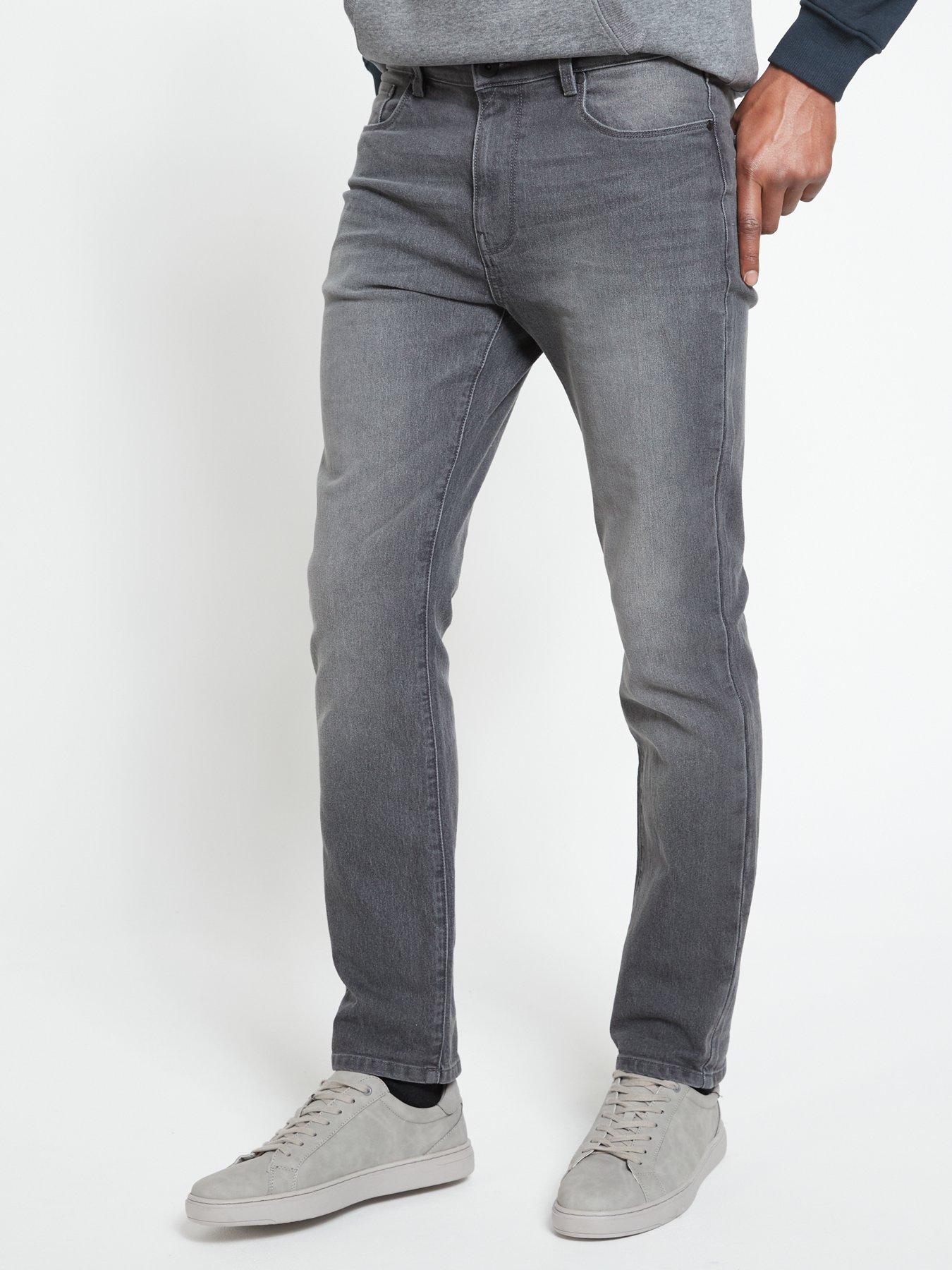 Men's gray hot sale stretch jeans