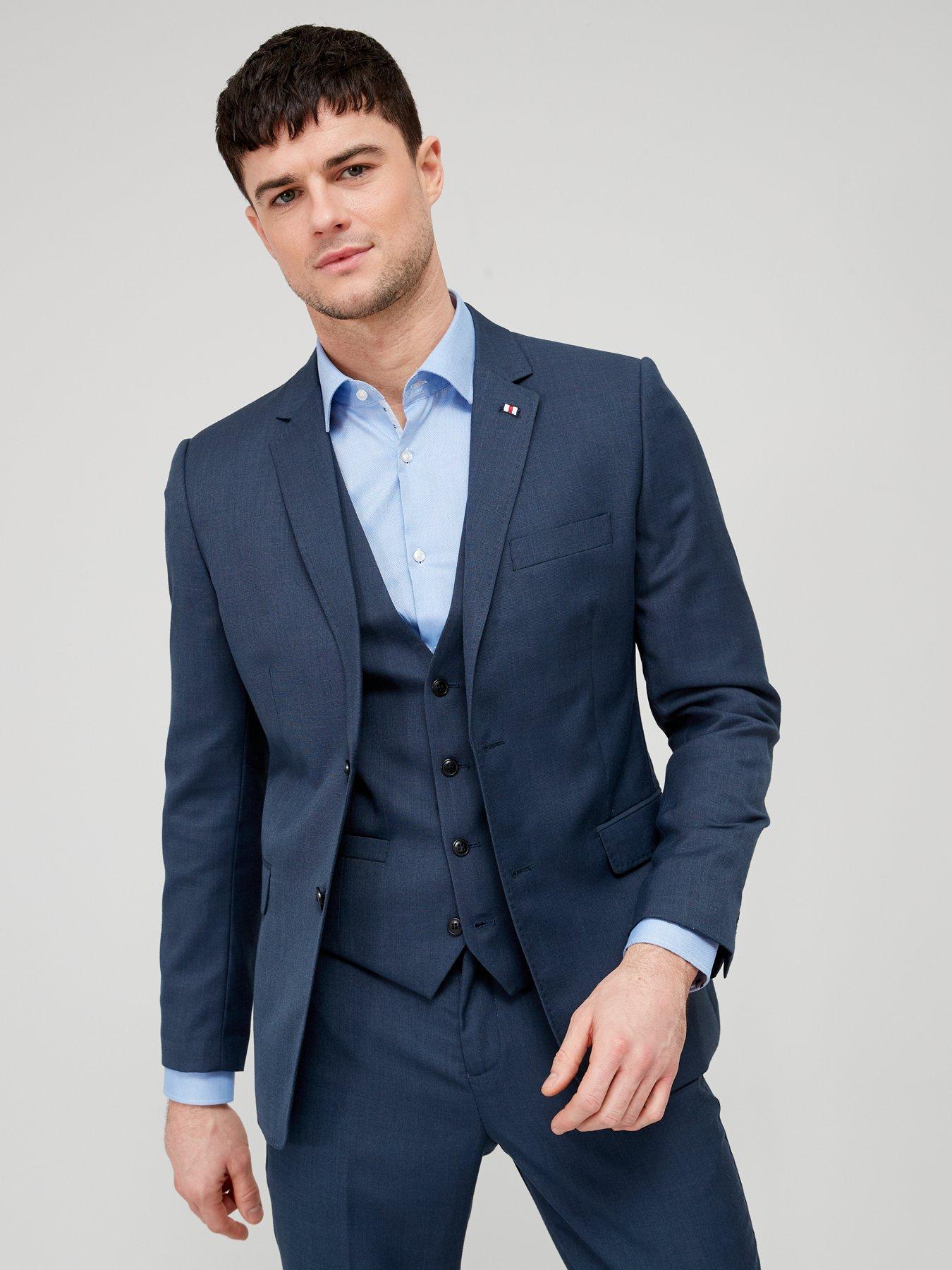 Slim Suit Jacket Blue Melange