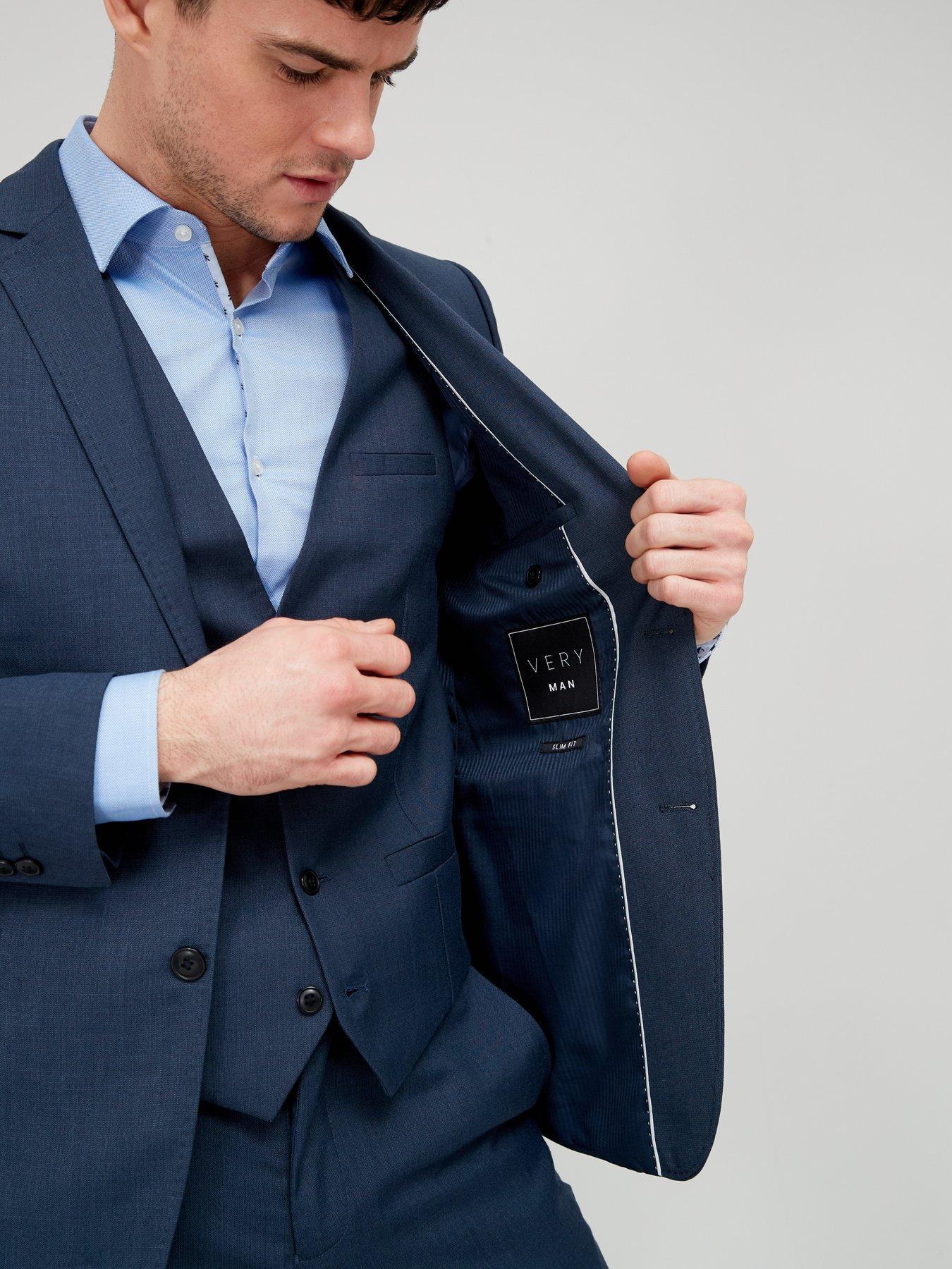 Image 4 of 6 of Very Man Slim Suit Jacket - Blue Melange