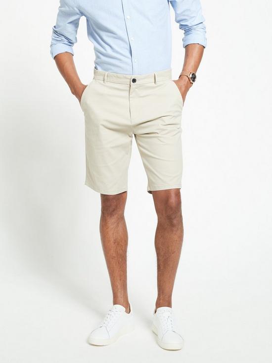 front image of everyday-stretch-chino-shorts-stone