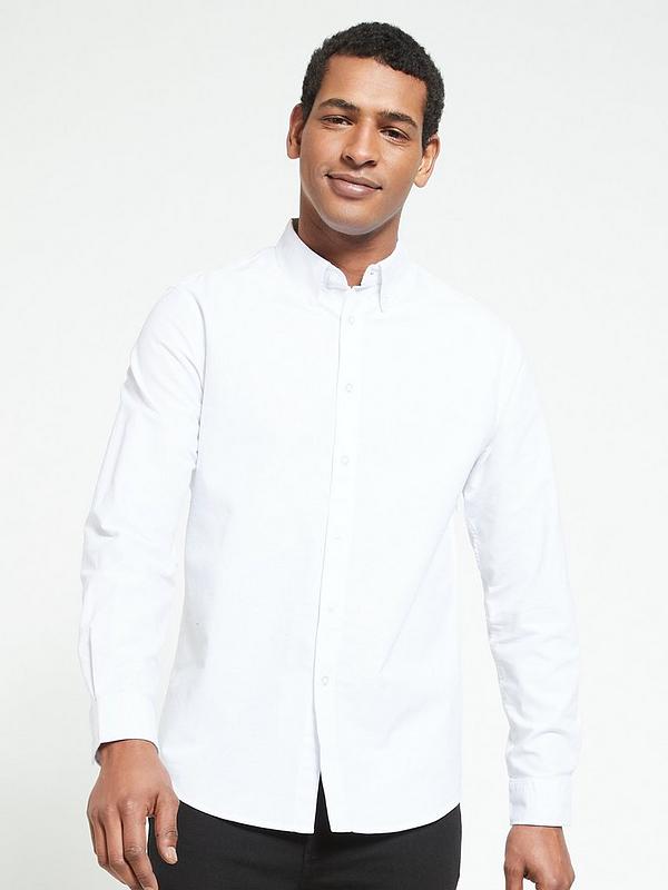 Everyday Long Sleeve Button Down Oxford Shirt - White | Very.co.uk