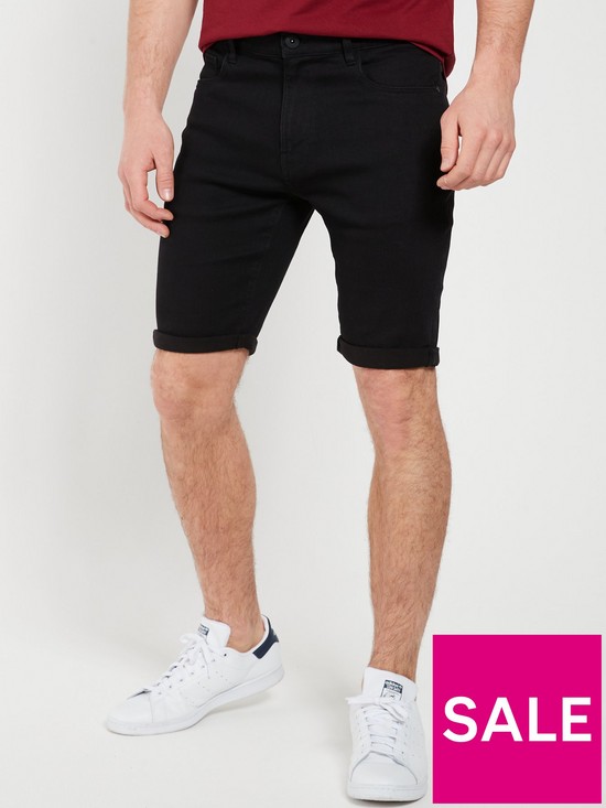 front image of everyday-slim-denim-shorts-black