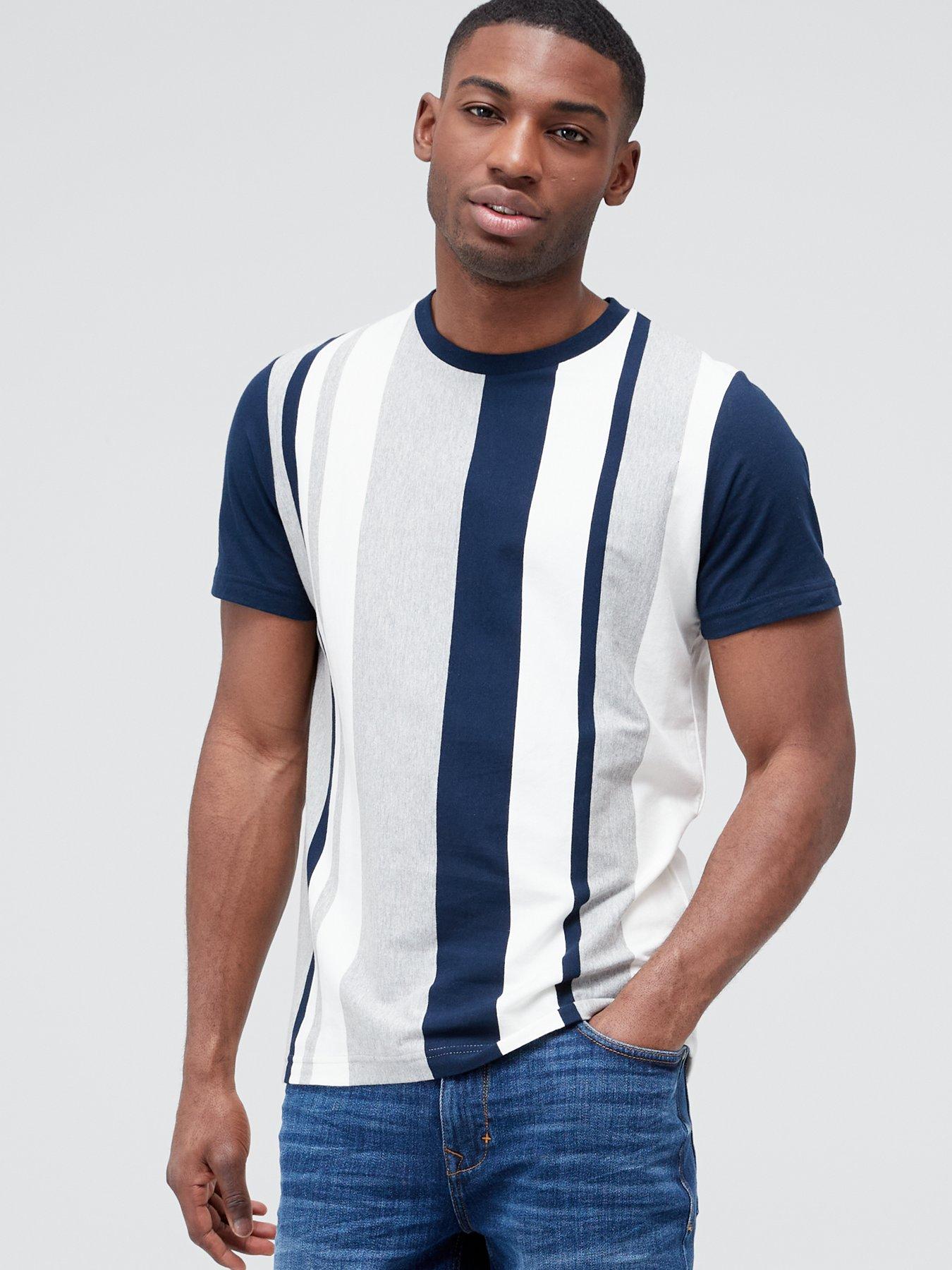 Blue white striped outlet t shirt mens