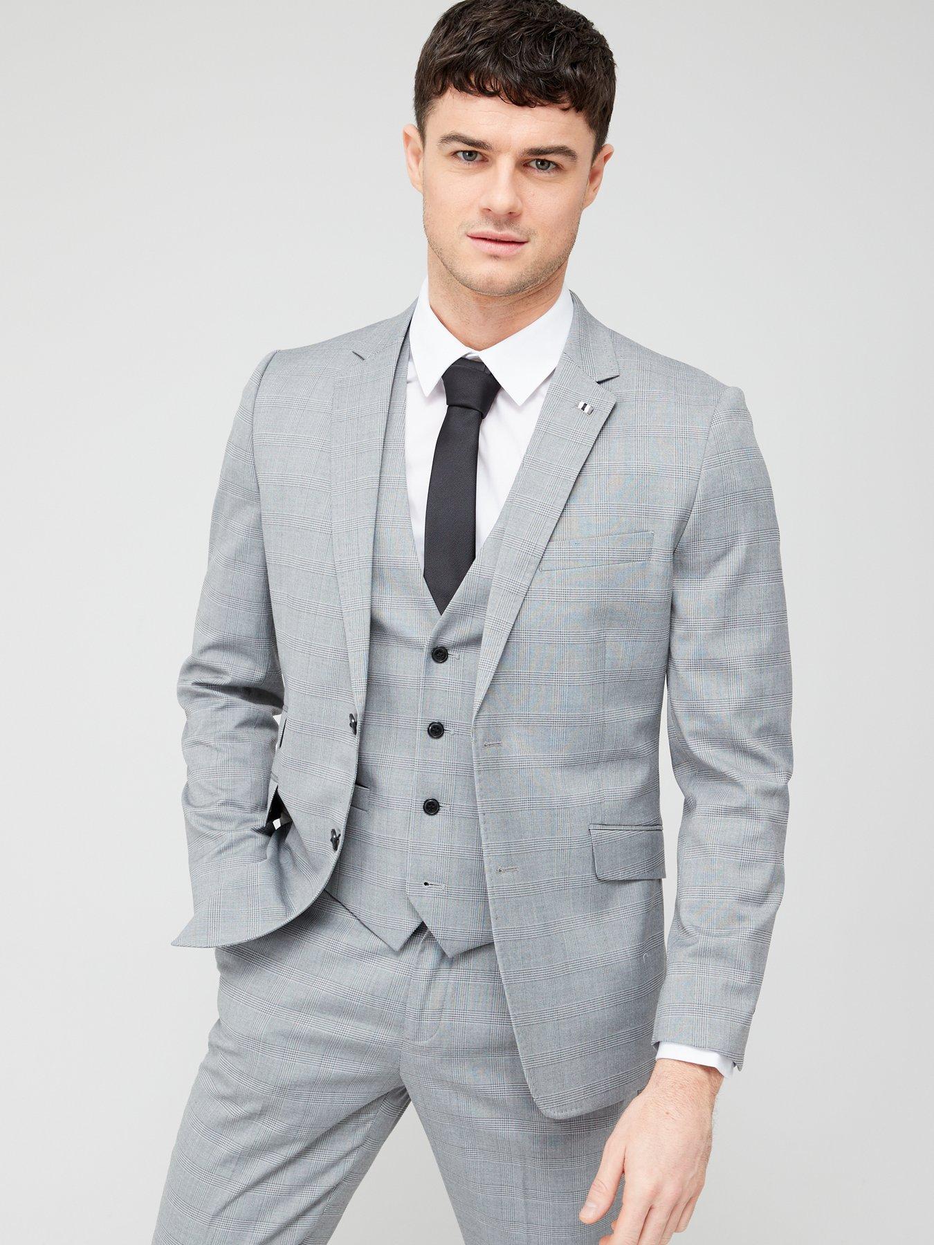 River Island Grey Skinny Twill Suit Jacket