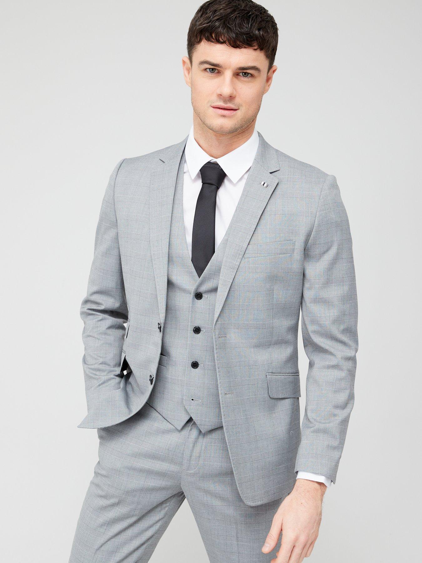 Very Man Check Slim Fit Suit Jacket - Grey | very.co.uk