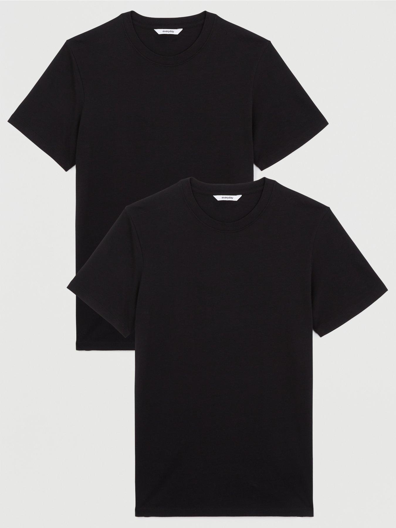 undefined 2 Pack Essential Crew T-Shirt - Black