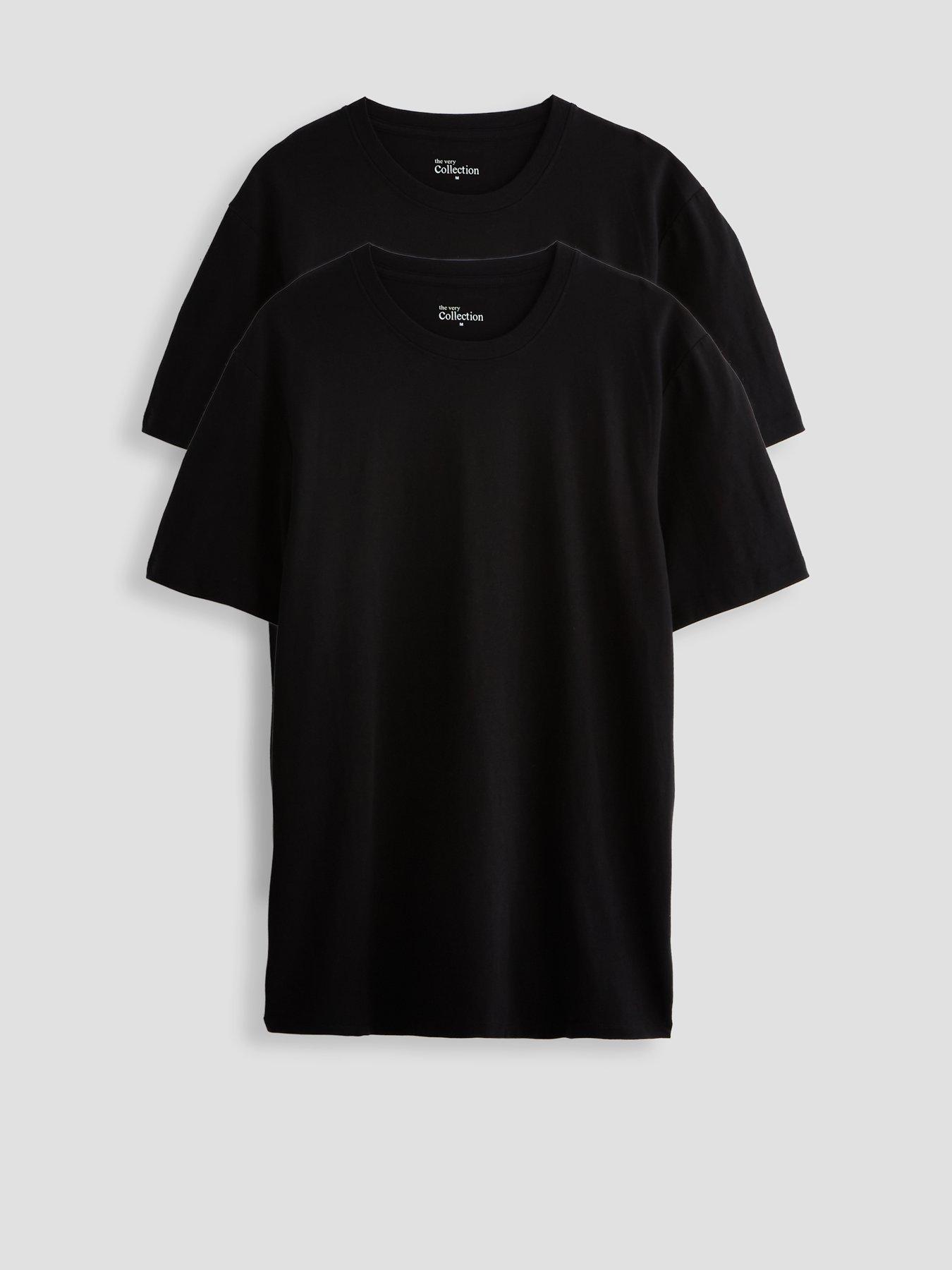 The Very Collection 2 Pack Pure Cotton Essential Crew Neck T-shirts - Black