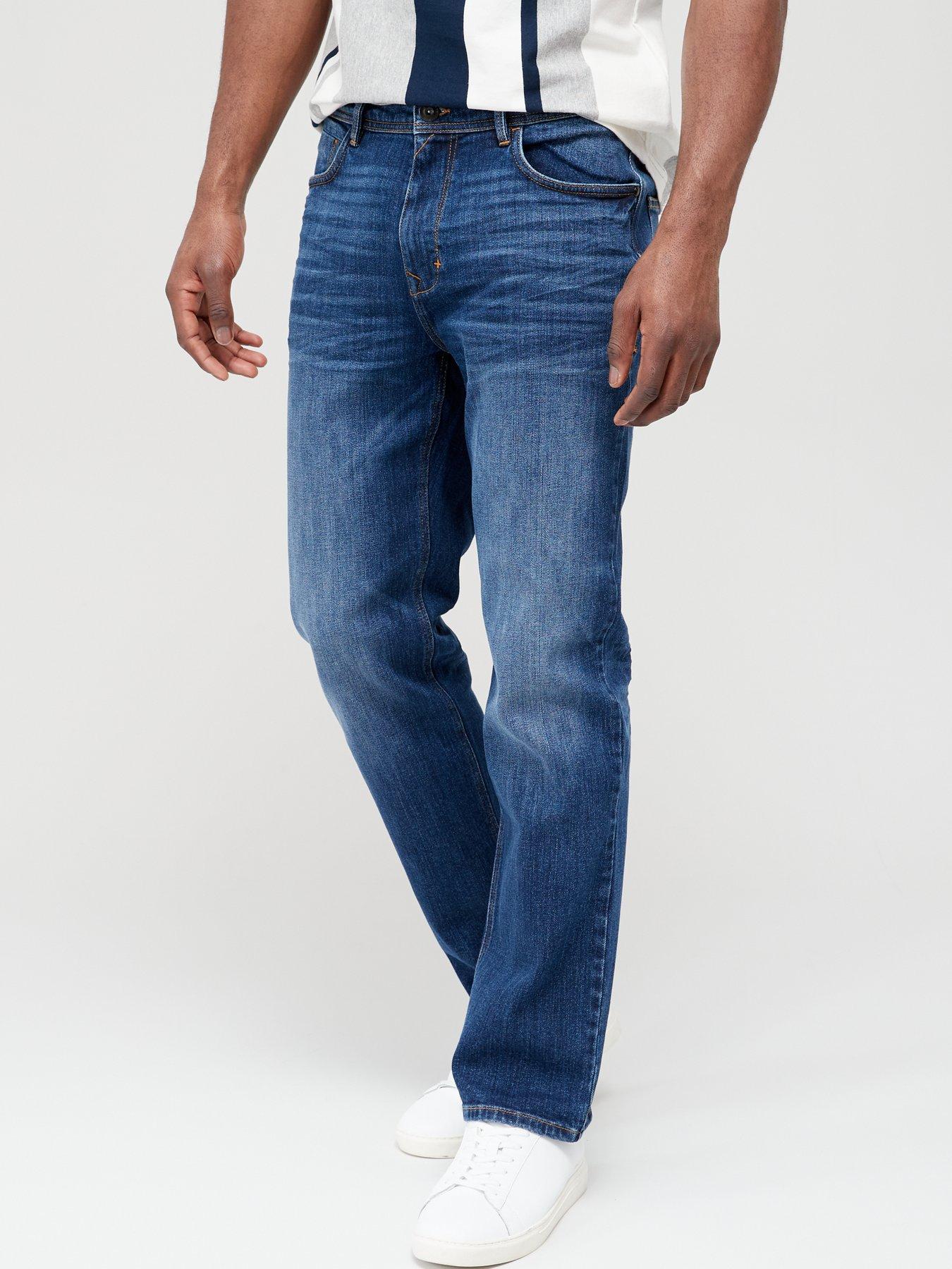 Very Man Premium Straight Stretch Jeans - Mid Blue | very.co.uk