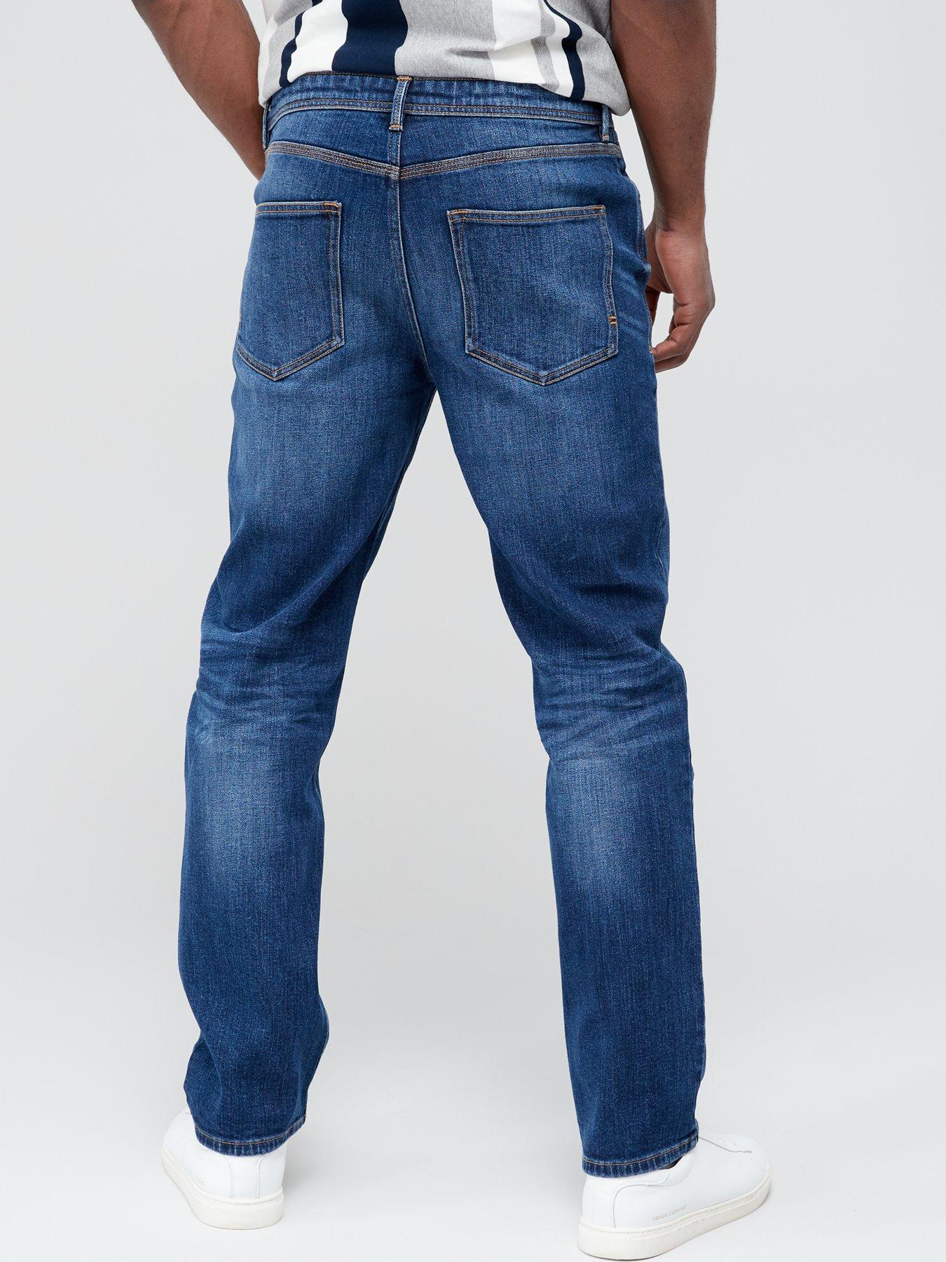 Very Man Premium Straight Stretch Jeans - Mid Blue | very.co.uk