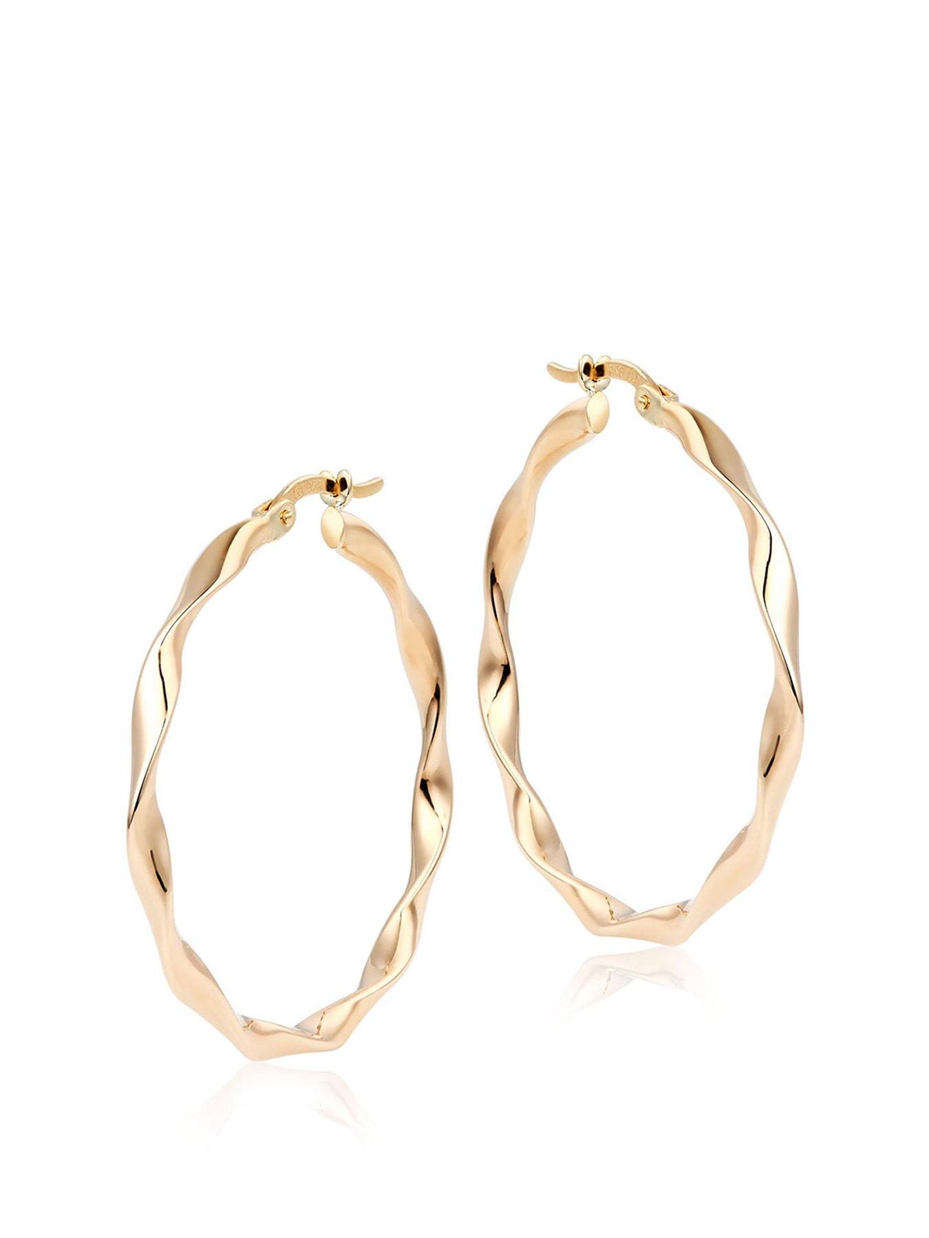 Beaverbrooks 9CT Twisted Large Hoop Ladies Earrings