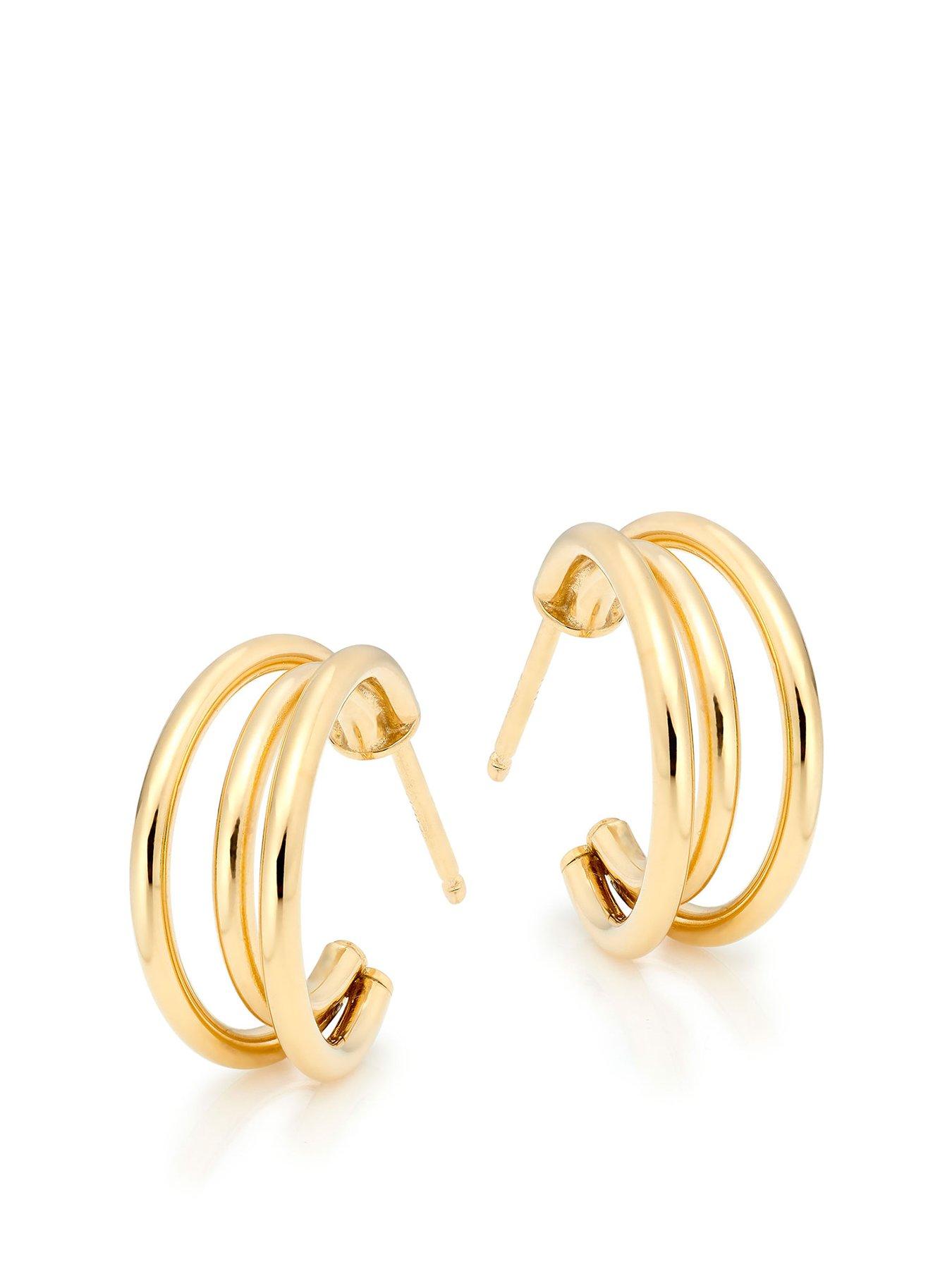 undefined 9CT Gold Triple Hoop Ladies Earrings